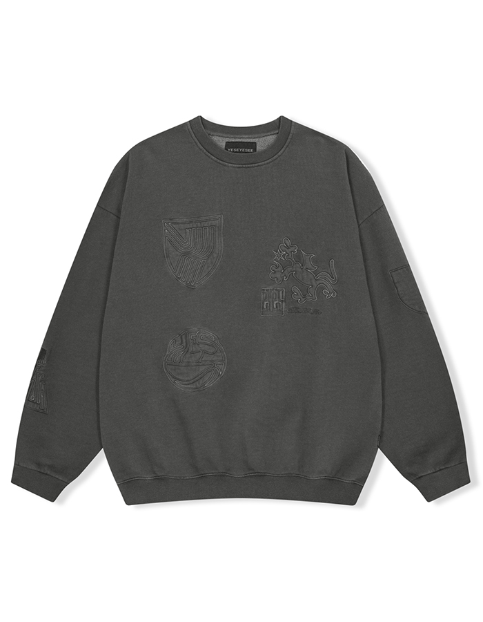 예스아이씨 Y.E.S Pigment Embroidery Sweatshirt Charcoal