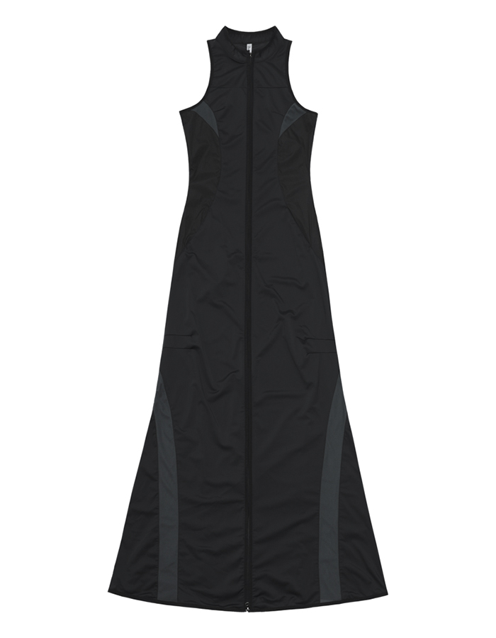 오호스 Hoodie Bolero Maxi 2-Piece Dress / Black