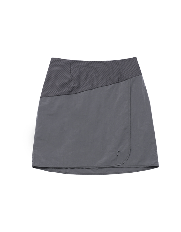 오호스 Airy Unbalanced Wrap Skirt / Charcoal