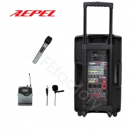 [ AEPEL ] 에펠 FC-5000 무선 2채널 500W 고출력 이동식 앰프/무선마이크 2개 선택/AMP/USB/블루투스/일렉기타연결가능/버스킹앰프/패시브스피커 추가가능